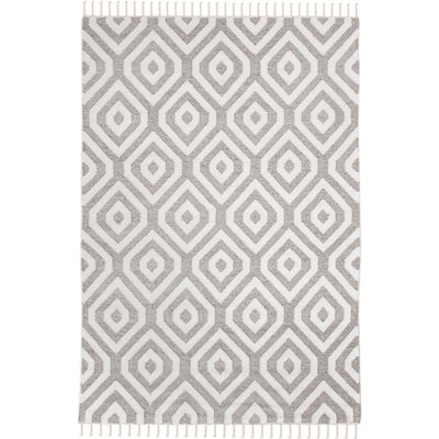 שטיח קילים הדס 02 אפור/לבן עם פרנזים | השטיח האדום