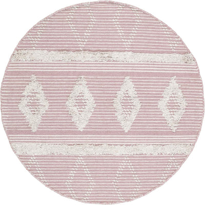שטיח קילים סקנדינבי 12 ורוד/לבן עגול | השטיח האדום